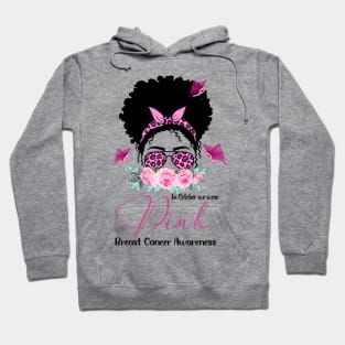 Pink Ribbon Breast Cancer Awareness Messy Bun Black Women Hoodie